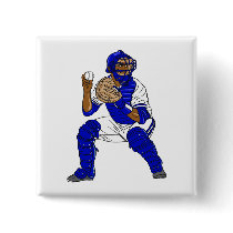 Blue baseball catcher pin