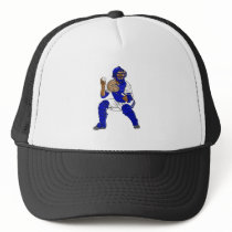 Blue baseball catcher hat