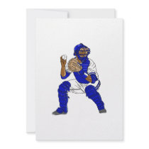 Blue baseball catcher personalized announcements