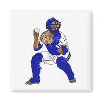 Blue baseball catcher magnet
