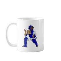 Blue baseball catcher coffee mug