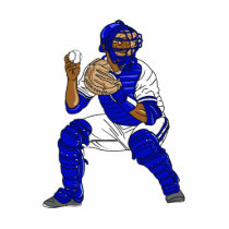 Blue baseball catcher photo cutout