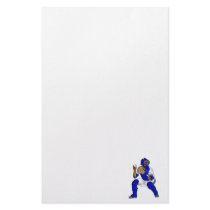 Blue baseball catcher stationery paper