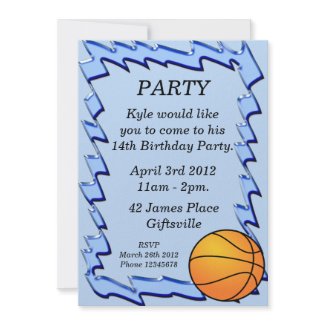 Blue Basketball Birthday Party Invitation invitation
