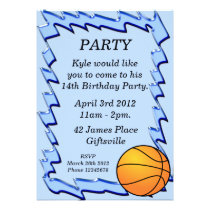 Blue Basketball Birthday Party Invitation invitations