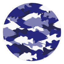 BLUE BASS CAMO ROUND STICKERS