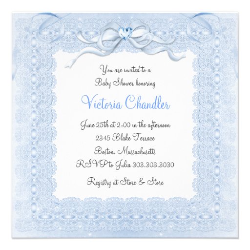 Blue Bassinet Elegant Baby Boy Shower Invitations