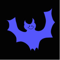 Blue Bat Cartoon. Black background. Photo Cut Outs