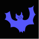 Blue Bat Cartoon. Black background. Cut Out