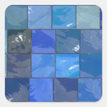 Blue Bathroom Tiles Design Square Sticker