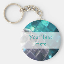 Blue Baubles mirror ball 'Your Text' keychain