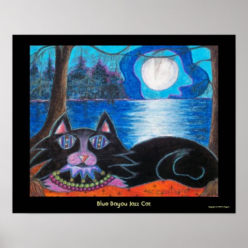 Blue Bayou Jazz Cat Posters