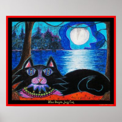Blue Bayou Jazz Cat Print
