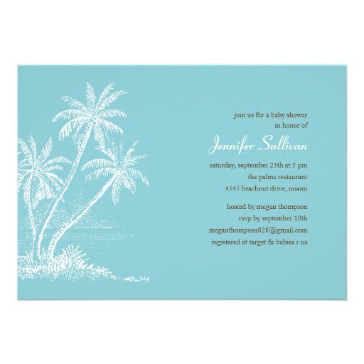 Blue Beach Baby Shower Invitations (front side)