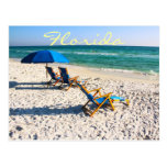 Blue beach chairs in florida post cards