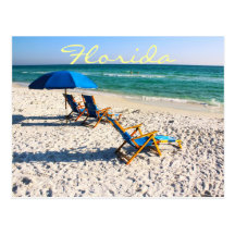 Blue beach chairs in florida post cards