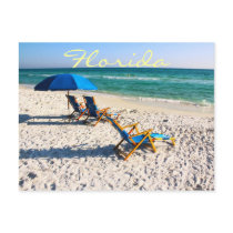 Blue beach chairs in florida post cards