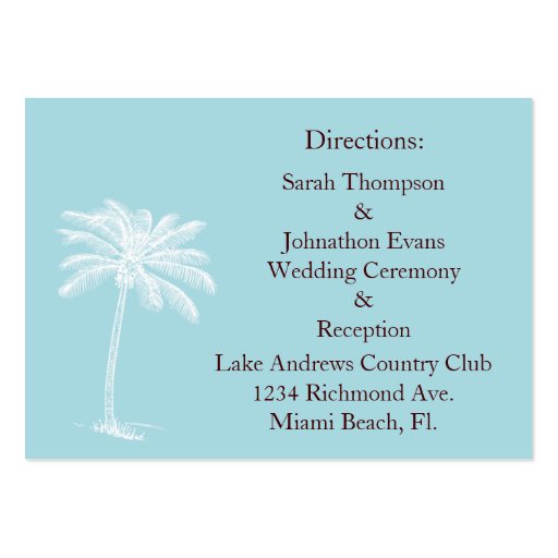 Blue Beach Getaway Direction Cards Business Cards (front side)