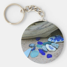 Blue Beach Glass Key Chains