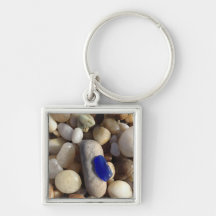 Blue Beach Glass keychain