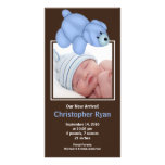 Blue Bear Baby Boy Birth Annoucement Photo Cards