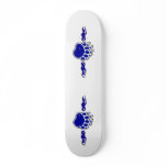 Blue Bear Paw with Flames Skateboard