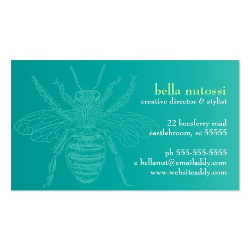 Blue Bee Bizcard Business Card (back side)