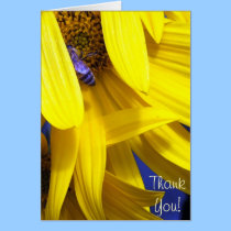 Blue Bee on Yellow sunflower -Thank You Card cards