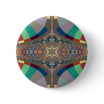 Blue Beige Ladder Fractal Pinback Button