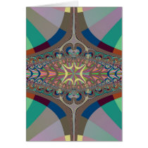 Blue Beige Ladder Fractal Greeting Cards