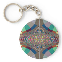 Blue Beige Ladder Fractal Key Chains