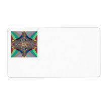 Blue Beige Ladder Fractal Custom Shipping Labels