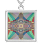 Blue Beige Ladder Fractal Custom Necklace