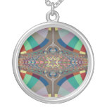 Blue Beige Ladder Fractal Necklaces