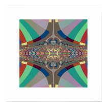 Blue Beige Ladder Fractal Poster