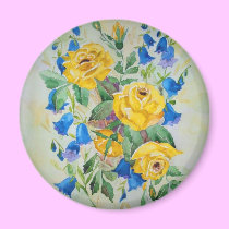 Blue bells with rose magnets