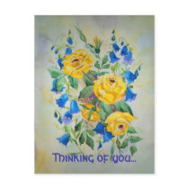 Blue bells with rose, Thinking of you... Post Card