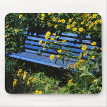 blue bench mousepads by EManglFlowers blue bench mousepads