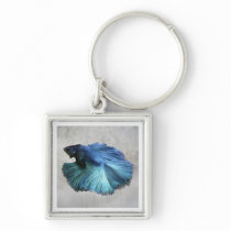 Blue Beta Fish Keychain