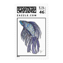 Blue Betta Dazzle Postage Stamp