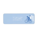 Blue Bicycle Couple Wedding Return Address Label label