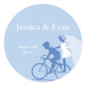 Blue Bicycle Couple Wedding Sticker sticker