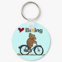 Blue Bicycle I Love Biking Tshirts and Gifts keychains by toddlersplace Blue Bicycle I Love Biking Tshirts and Gifts keychains