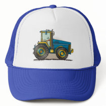 Blue Big Tractor Hats by art1st Blue Big Tractor Hats