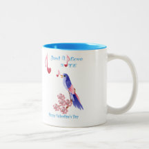 Blue Bird and Love Notes-lettered Mugs