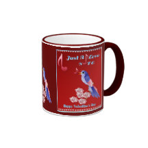 Blue Bird and Love Notes-lettered Mugs