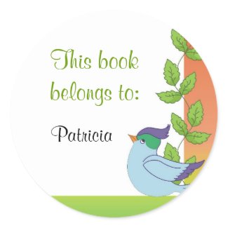 Blue Bird Bookplate Stickers sticker