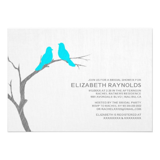 Blue Bird Bridal Shower Invitations