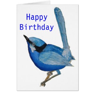 Blue Bird Happy Birthday Card