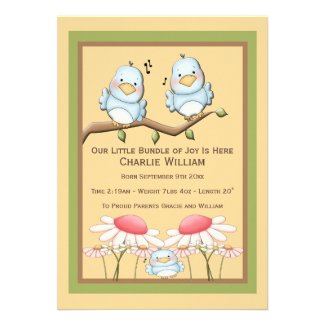 Blue Bird New Baby Custom Announcement